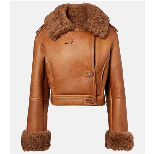 Chloe chloã© giacca cropped in pelle con shearling
