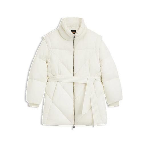 BOSS giubbotto imbottito idrorepellente con cintura, bianco