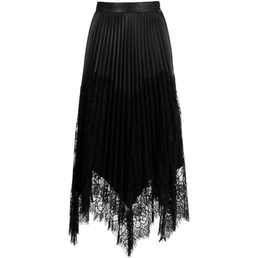 NISSA gonna midi con bordo in pizzo - nero