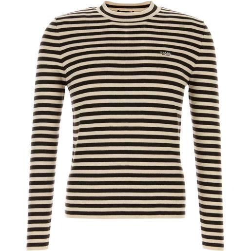 Prada maglione in lana a righe - toni neutri