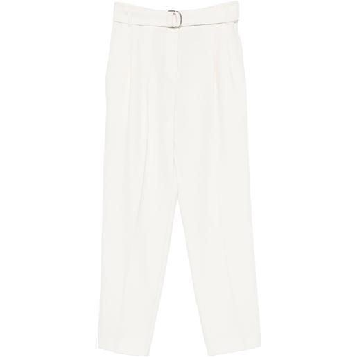 BOSS pantaloni con cintura e pieghe - bianco