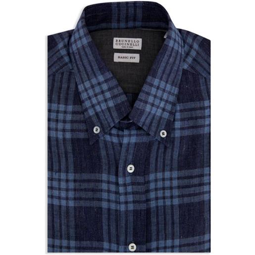 Brunello Cucinelli camicia a quadri - blu