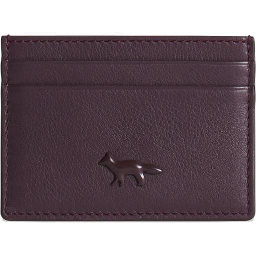 Maison Kitsuné portacarte goffrato in pelle - rosso