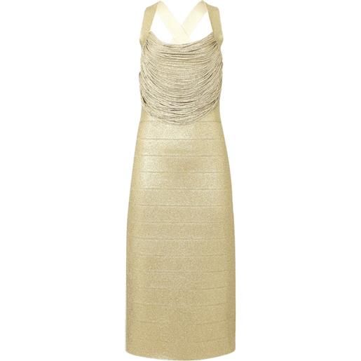 Hervé Léger abito midi disco knit - oro