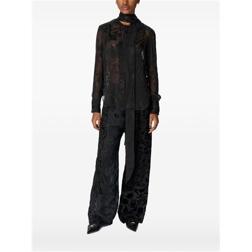 Marine Serre blusa in seta a fiori - nero