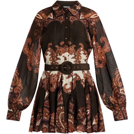 Hemant And Nandita abito corto con stampa paisley - marrone