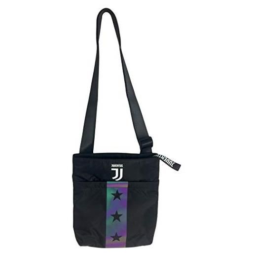 Seven juventus tracolla juventus vertical shoulder bag, nero (899), flash effect, scuola sport y tempo libero