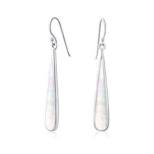 Orecchini Pendenti Lunghi In Argento Sterling 925 A Due Strati - Design A Fiocco Lineare Lucidato A Specchio - Ipoallergenici - Regalo Per Donna