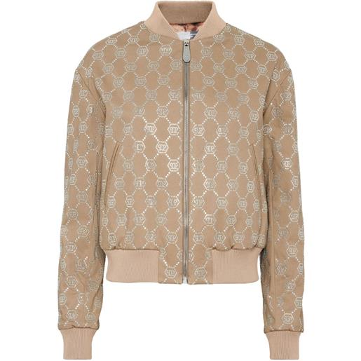 Philipp Plein bomber con monogramma - toni neutri