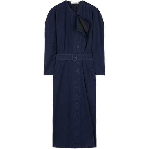 Ports 1961 abito midi gessato con cintura - blu