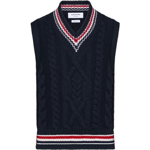 Thom Browne gilet aran - blu