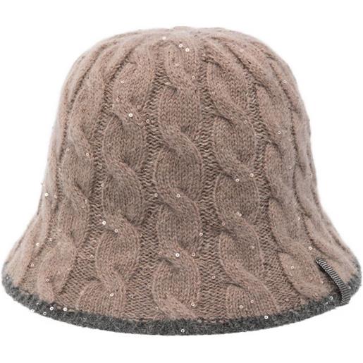 Brunello Cucinelli cappello bucket con paillettes - marrone