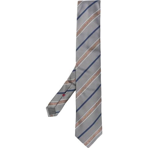 Brunello Cucinelli cravatta a righe - grigio