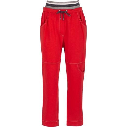 Brunello Cucinelli pantaloni sportivi con dettaglio lamé - rosso