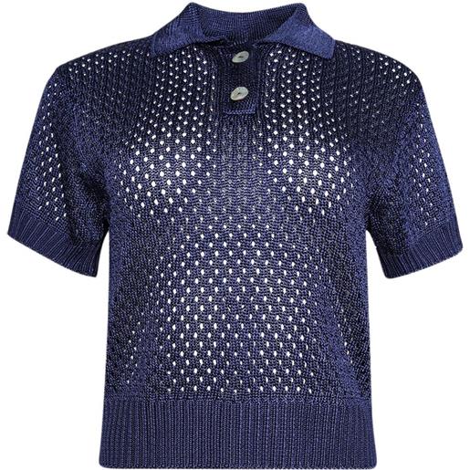 Calle Del Mar polo in maglia traforata - blu