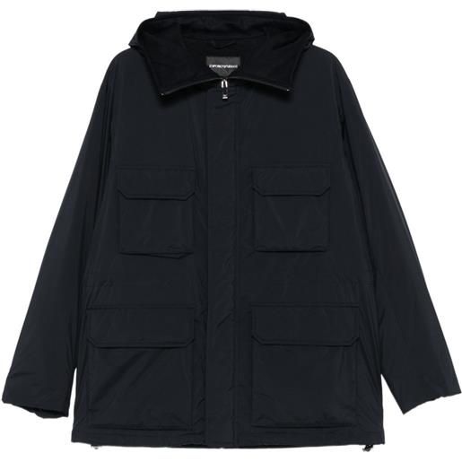 Emporio Armani cappotto con cappuccio - blu
