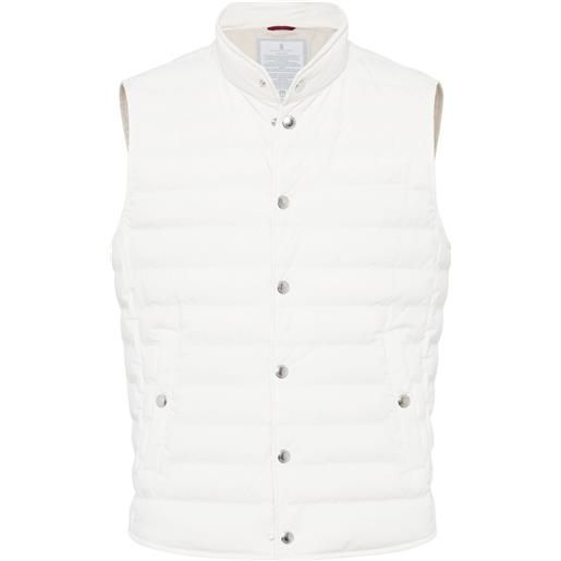 Brunello Cucinelli gilet trapuntato a collo alto - bianco