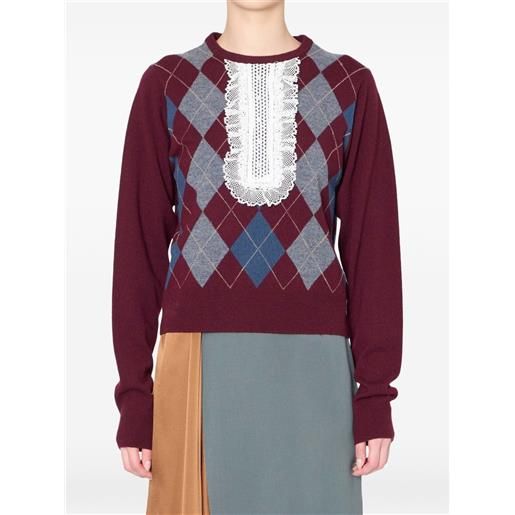 Kolor maglione con inserti in pizzo - rosso