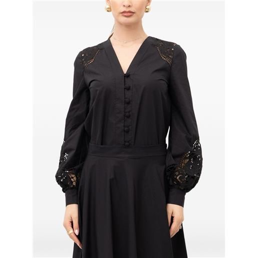 TWINSET camicia con inserti in pizzo - nero