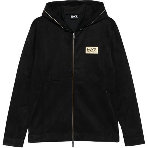 Ea7 Emporio Armani felpa con logo e cappuccio - nero