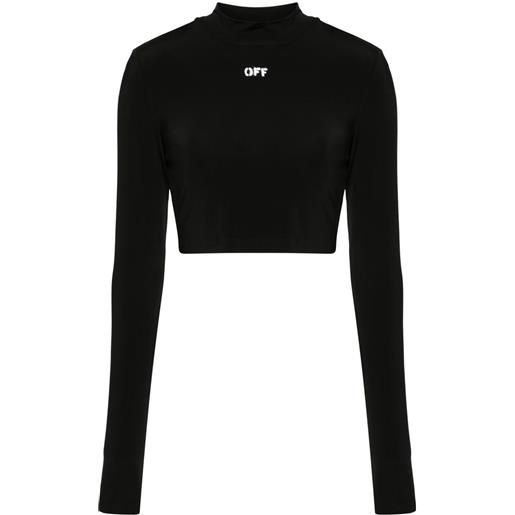 Off-White t-shirt crop con stampa - nero