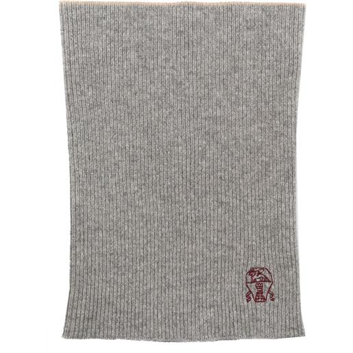Brunello Cucinelli scaldacollo con ricamo - grigio