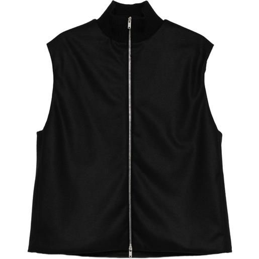 Jil Sander gilet con zip a collo alto - nero