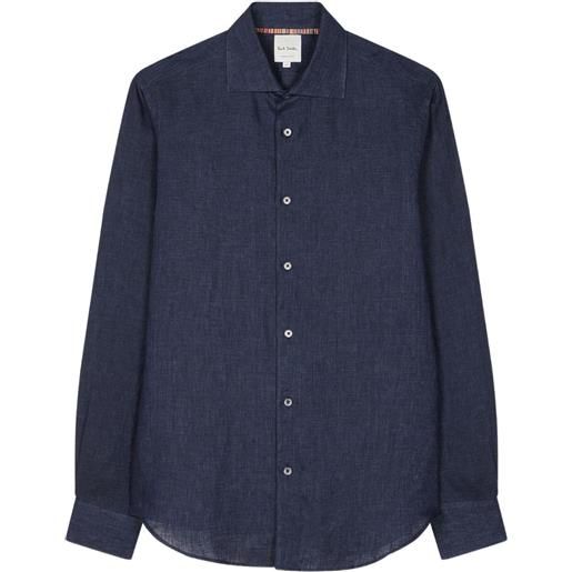 Paul Smith camicia a maniche lunghe in lino - blu