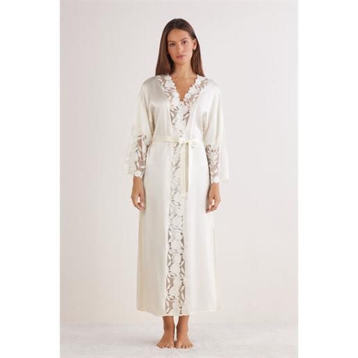 Intimissimi vestaglia lunga in seta all about flowers avorio