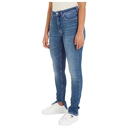 Calvin Klein jeans jeans donna high rise ankle skinny fit, blu (denim dark), 32w / 32l