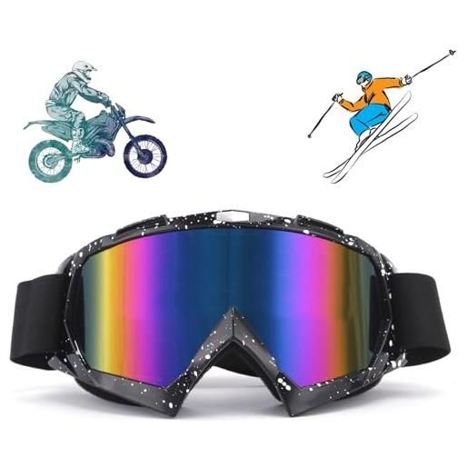 Tashce maschera da sci, occhiali da motocross, occhiali di protezione uv antiappannamento imbottiti in schiuma, occhiali da sci per snowboard, motocross e altri sport invernali per uomini e donne