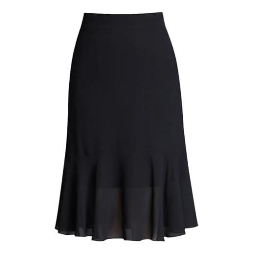 Generic gonna da donna in chiffon nero a vita alta con volant gonna al ginocchio gonna a sirena, nero , m