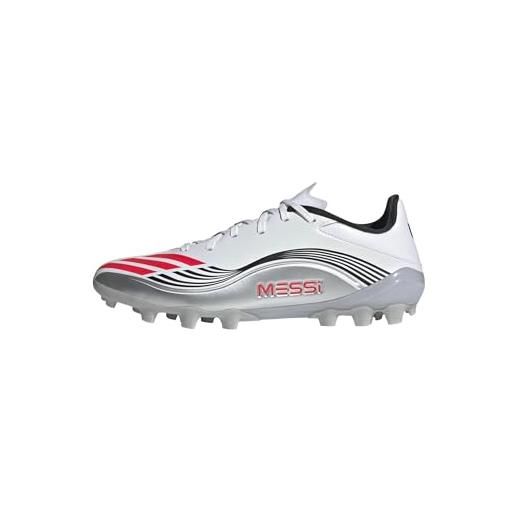adidas f50 messi league artificial ground football boots, scarpe da calcio unisex-adulto, ftwr white/lucid red/silver met, 44 2/3 eu