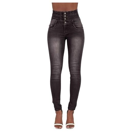 Glook donna jeans vita alta skinny, pantaloni elasticizzati con 4 bottoni, slim fit aderenti comodi (xl, blu 7)