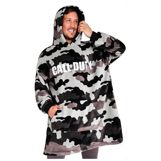 Call of Duty felpa coperta uomo e adolescenti, mimetico coperta indossabile con cappuccio pile, gioco regali per lui (cachi mimetico)