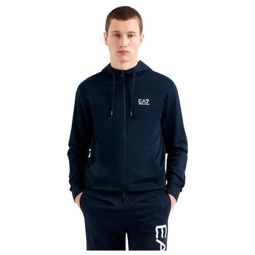 EA7 emporio armani felpa con cappuccio logo series in cotone da uomo (it, testo, s, regular, regular, blue)