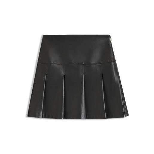HUGO minigonna in similpelle con pieghe, nero