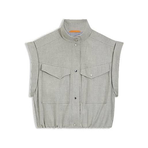 BOSS blazer senza maniche in flanella mélange elasticizzata, grigio chiaro