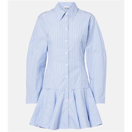 Ganni abito chemisier in cotone a righe