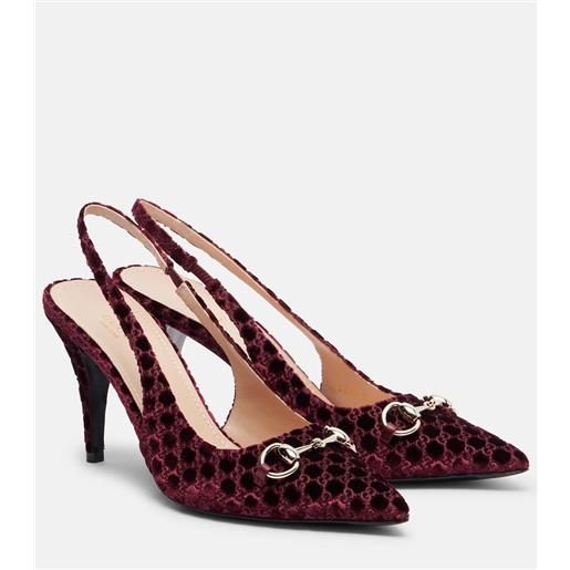 Gucci pumps slingback horsebit gg in velluto