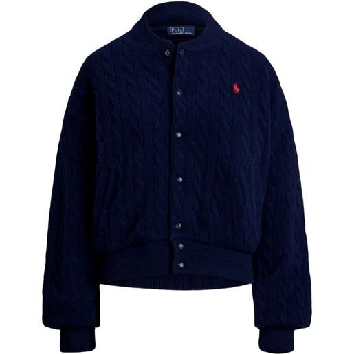 Polo Ralph Lauren bomber in maglia a trecce - blu