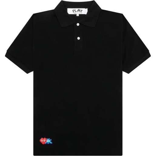 Comme Des Garçons Play x invader polo con ricamo - nero