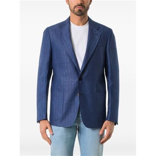 COLAMARINO blazer in lino con applicazione - blu