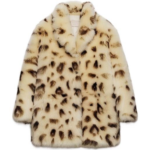 Prada cappotto in shearling con stampa - toni neutri