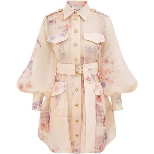 ZIMMERMANN abito corto a fiori con cintura - rosa