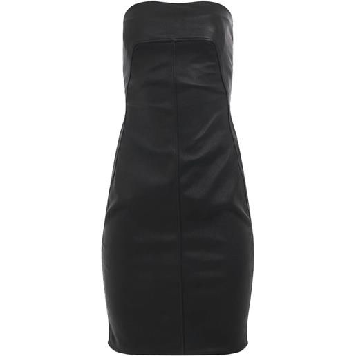 Rick Owens abito midi in pelle senza spalline - nero