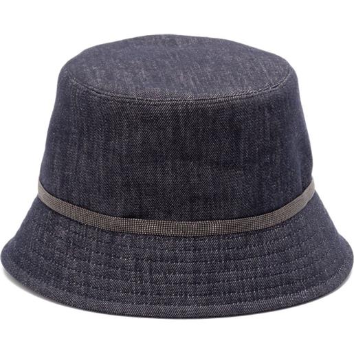Brunello Cucinelli cappello bucket denim - blu