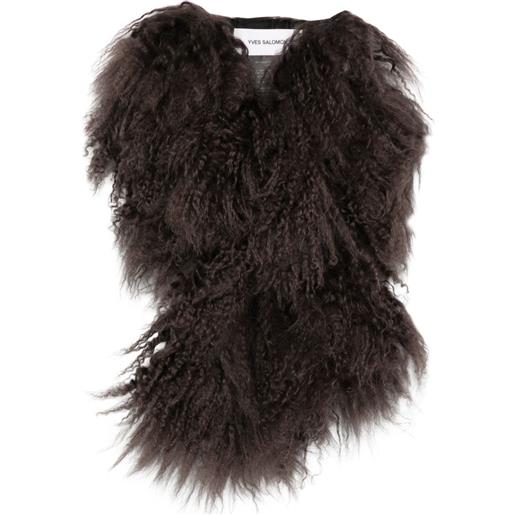 Yves Salomon sciarpa in shearling - marrone