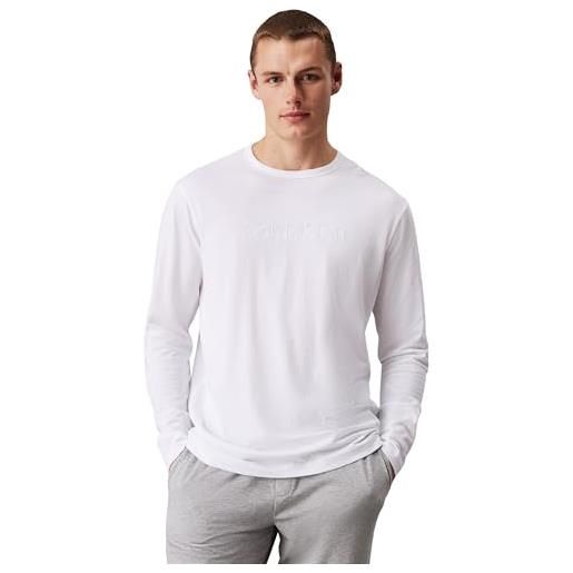 Calvin Klein uomo t-shirt maniche lunghe crew neck scollo rotondo, nero (black), l