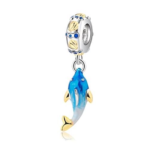 LES FOLIES DI PAOLA GRIECO charm delfino acquario pesci mare ciondolo pendente in argento 925 - les folies per pandora